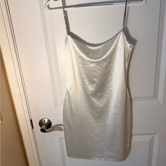 Meshki White Rhinestone Strap Mini Dress - Picture 4 of 11